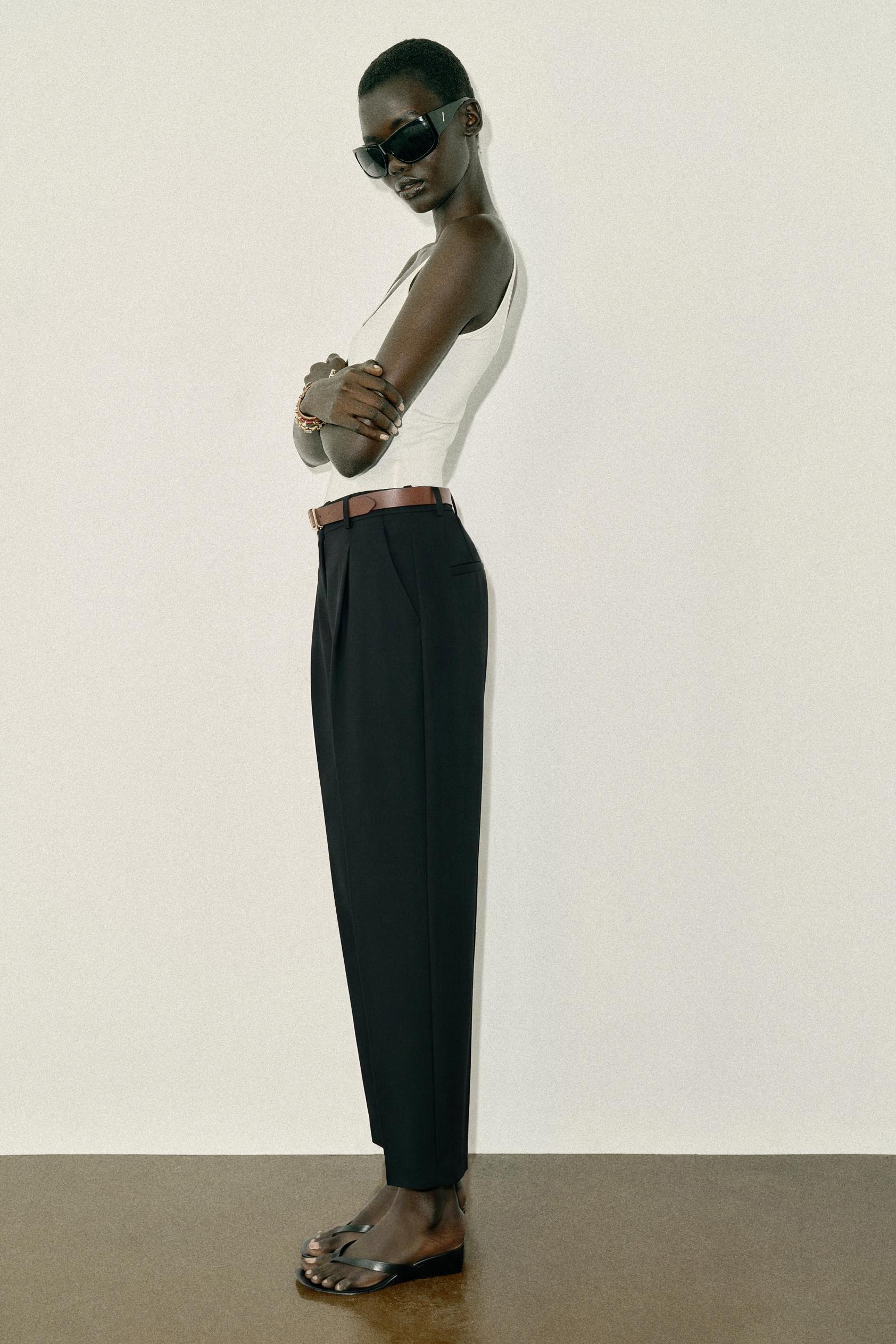 BELTED ANKLE PANTS